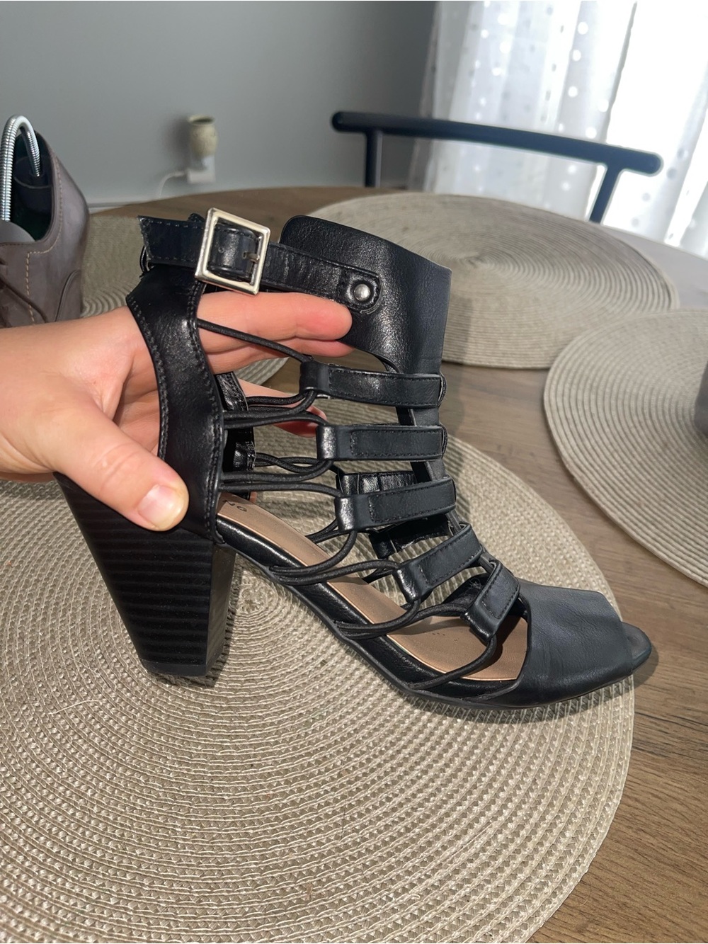 Call It Spring Women's Black Strappy Block Heel Sandal